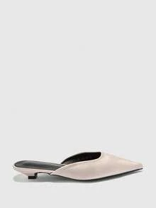 CUCCOO BIZCHIC Ballet Lace-Up Straps Pointed Kitten Heel Stiletto High Heels Shoes Leather Shoes - Pink - View 8