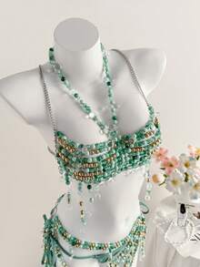 Elamini Bộ đồ bơi 2 mảnh đính hạt cho nữ, Bộ đồ bơi nữ, Bikini đi biển mùa hè 2026, Trang phục mùa hè cho nữ, Váy đi biển, Trang phục đi biển cho nữ, Trang phục nghỉ hè thanh lịch, Trang phục đi nghỉ mát cho nữ, Đồ bơi, Áo tắm cho nữ, Trang phục đi biển, hồ bơi, dự tiệc, trang phục mùa xuân/hè kiểu nữ thần, Đồ bơi đính hạt, Bikini đính hạt, Trang phục khiêu vũ, Trang phục nàng tiên cá, Trang phục đi nghỉ mát, Phong cách Boho, Gợi cảm, Trơn, Kẻ sọc, Thường ngày - màu xanh lá - Xem 6