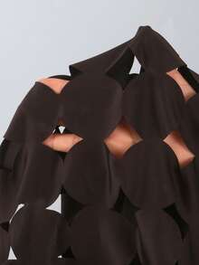 Swim Oasis Hollow-Out Solid Color Round Neck Women's Waist Belt Premium Set - Black - View 9