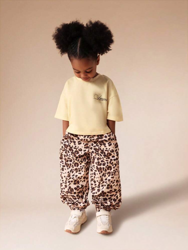 Oversized T-Shirt And Leopard Print Jogger Set