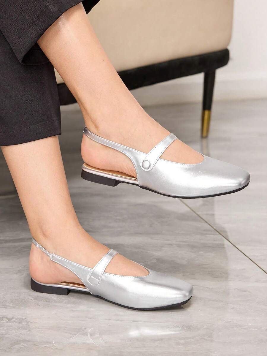 Sleekvia Women's Versatile Fashion Flat Shoes For Daily Wear Valentine's Day - Silver - View 1
