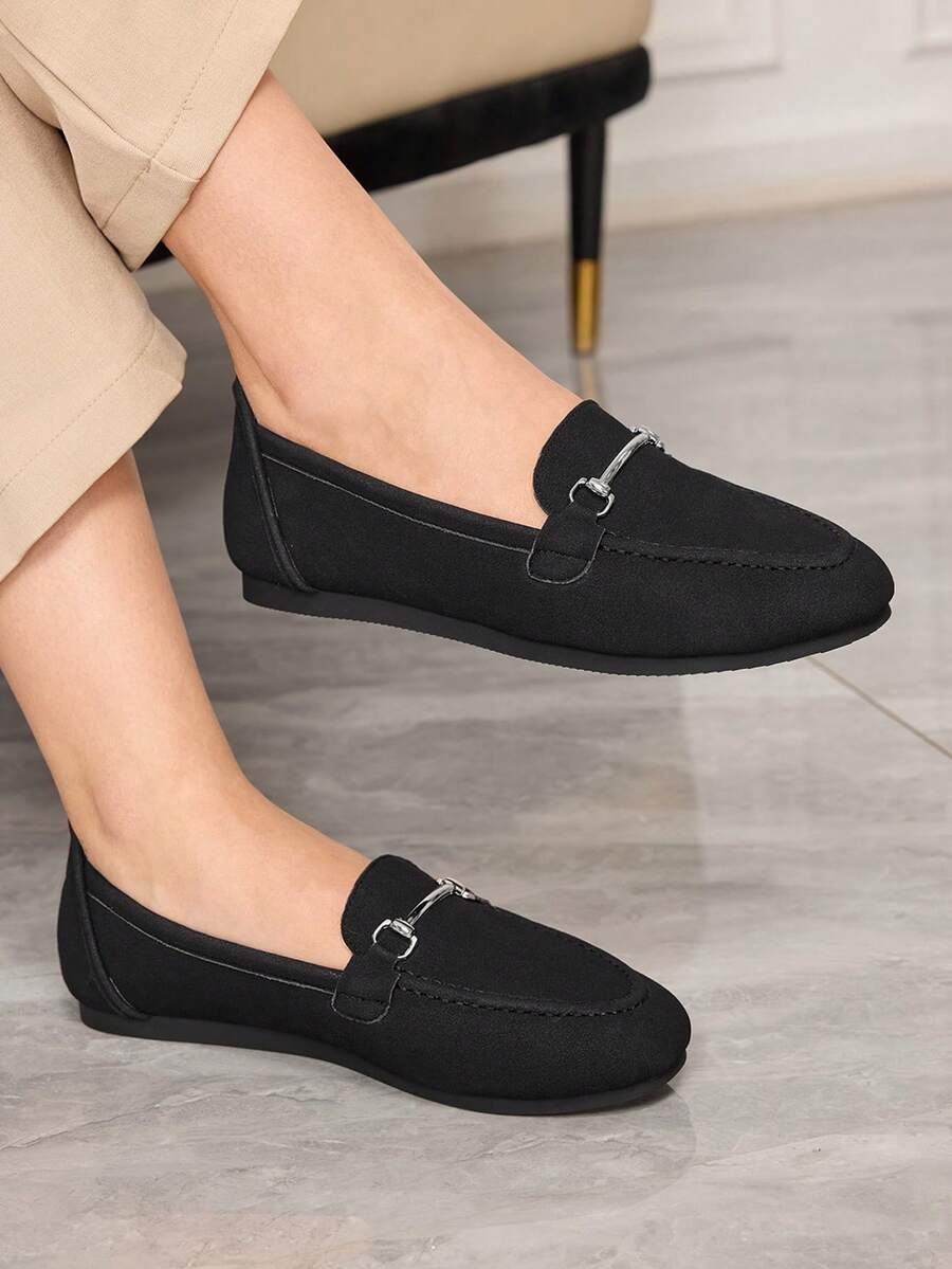 Sleekvia 2025 Spring/Autumn New Soft Bottom Slip-On Flat Round Toe Loafers For Women - Black - View 1