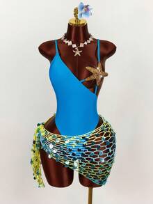 Amplova 女士渐变亮片刺绣薄纱罩衫，性感迷人，适合度假、音乐节，可爱春夏泳装 - 彩色 - 查看 10