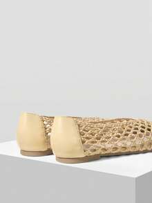 MOTF WOMEN HOLLOW OUT PU LEATHER FLATS - Beige - View 4