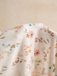 Poéselle 女士碎花撞色蕾丝V领无袖修身鱼尾优雅连衣裙 - 彩色 - 查看 10