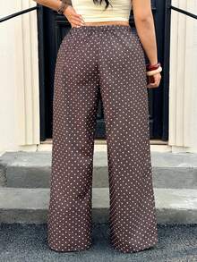 GalTyme Quần dài cỡ lớn in chấm bi, có túi phía trước, kiểu dáng thường ngày. - màu nâu - Xem 7