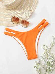 Swim Basics Quần bơi màu trơn khoét eo, thích hợp cho kỳ nghỉ biển. - Màu Cam cháy - Xem 4