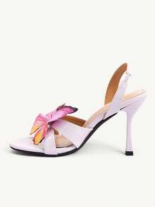 CUCCOO CHICEST 女士优雅蝴蝶装饰高跟凉鞋 - 淡紫色 - 查看 9