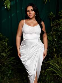 Roveilla 大码女装：婚纱、伴娘礼服、派对礼服、约会礼服、度假礼服。大码女装夏季服装：大码吊带背心、夏季连衣裙、优雅的度假及派对服装、生日服装、情人节服装、凸显身材的度假装 - 白色 - 查看 7