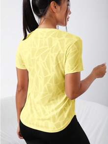 Velisys Velisys Women's Breathable Comfortable Pattern Print Crew Neck Short Sleeve Sports T-Shirt, Summer Gym Shirts - Yellow - View 6