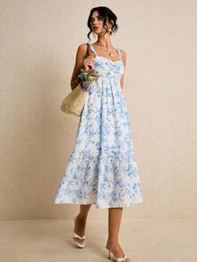 Poéselle 女士夏季度假植物印花镂空连衣裙 复活节连衣裙 女士蓝色连衣裙 女士碎花连衣裙 夏季服装 女士度假服装 女士海滩度假连衣裙 夏季音乐节服装 女士夏季连衣裙 女士野餐连衣裙 女士碎花夏季连衣裙 女士春季连衣裙 女士碎花连衣裙，女士最新款连衣裙，夏季穿搭美学，2026夏季穿搭，夏季穿搭灵感，日常及约会必备 - 灰藍色 - 查看 6