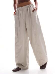 Aveloria Affinna Casual Elastic Waist Drawstring Wide Leg Pants, Retro European Style - Dark Grey - View 5