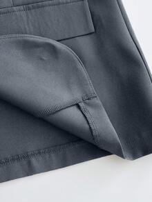 Franclia 休闲卡其色西装外套搭配吊带收腰直筒连衣裙，女士两件套套装，适合春秋季节，商务/休闲场合均可穿着。 - 灰色 - 查看 7