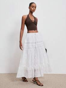 ATUI Studio Chân váy họa tiết trơn màu thường ngày dành cho nữ - trắng - Xem 4