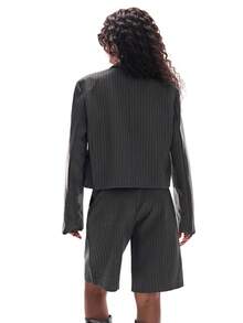 Aveloria GENKIRA Nouvel ensemble de 2 pièces veste de costume courte et pantalon 3/4 moderne et à la mode pour femmes - Gris - Voir 2