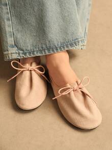 Rosivie Mocasines cómodos de punta redonda, planos y de ante con cordones para mujer - Rosa - Ver 8