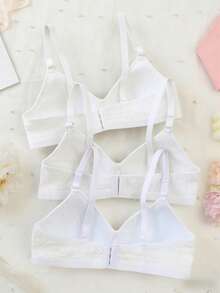 3pcs/Set Teen GirlWireless Comfortable Non-Removable Cup Adjustable Strap Bras - White - View 2