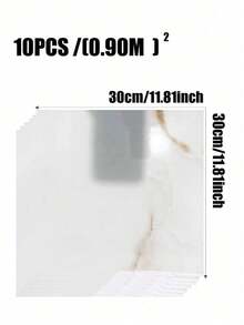 10片装 0.9㎡ 深灰色大理石纹瓷砖贴纸 防水防潮铝塑板自粘墙纸 适用于墙面翻新和装饰 情人节、婚礼、生日 - 淺褐色 - 查看 2
