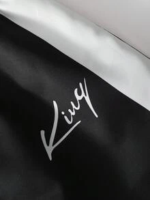 Vacaura Teenager's Casual Zip-Up Hoodie Jacket With Digital Print Letter Pattern & Contrast Color Drawstring Sweatpants Sports Set, Fashionable For Spring, Autumn & Winter - Grey - View 5