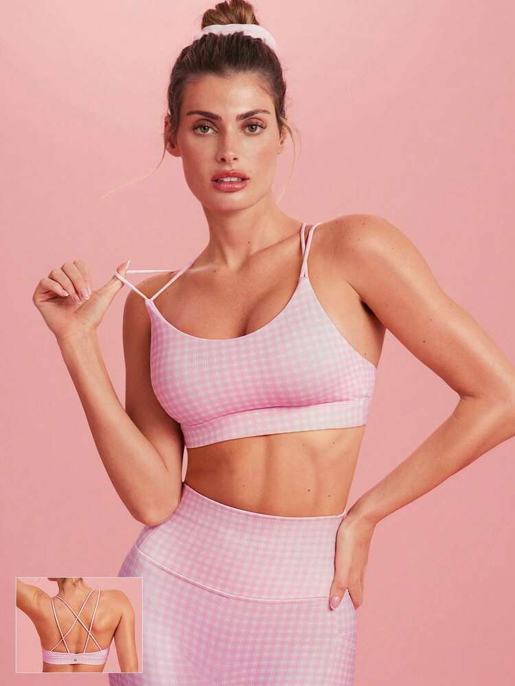 FeatherFit™ Strappy Back Sports Bra Tank Top Low Impact Yoga Pilates Daily Gym Spring Summer