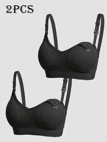 Moonlight&Mama Bộ 2 áo ngực cho bà bầu không đường may, không chảy xệ, chất lượng cao, giá cả phải chăng. - màu đen - Xem 1