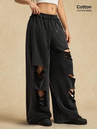 Easelle 女士休闲做旧街头风运动裤