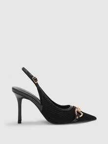 CUCCOO BASICS Casual & Commute Minimalist Pointed Toe Backless Women Pumps Valentine's Day - Black - View 3
