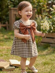 Cozy Pixies Baby Mädchen bunte karierte Kleid mit rundem Ausschnitt, ärmelos, tailliert, vielseitig und bequem - Verschiedenfarbig - Übersicht 5