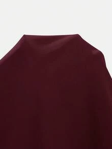 COSMINA Áo kiểu nữ màu trơn cổ tròn tay cánh dơi thanh lịch - Màu Đỏ Sâu - Xem 6