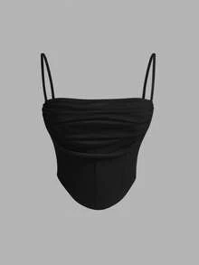 SHEIN MOD 3件套女士纯色褶皱时尚吊带背心，春夏款，适合鸡尾酒会、西部风、复古风、70年代风、日常穿着、假日、野餐、约会、度假、生日、节日、海滩度假、外出、下午茶、日常穿着、派对、情人节、女士嘉年华服装 - 彩色 - 查看 10