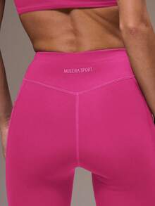 Musera Sport 女士交叉露背上衣和紧身裤运动套装，适合健身房锻炼 - 玫紅色 - 查看 6