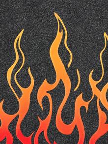 ROMWE MEN Street Life 男士火焰印花水洗宽松圆领短袖休闲T恤 - 黑色 - 查看 4