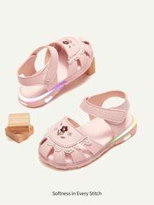 Cozy Pixies Một đôi giày mùa hè màu hồng cho bé gái, giày công chúa ren thêu hoa, mũi kín, đế mềm, giày sandal cho bé, giày đèn lồng. - Hồng - Xem 2