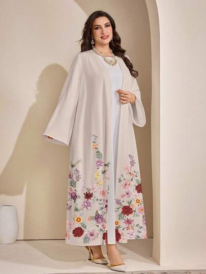 Al Najma 大码阿拉伯印花端庄长袍