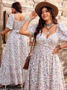 Ceyna 大码夏季度假碎花泡泡袖连衣裙，适合身材丰满的女士，款式包括野花连衣裙、茶会连衣裙、波西米亚风连衣裙等。这款连衣裙采用泡泡袖设计，尽显女性柔美气质，是夏季度假的理想之选。它既有乡村时尚风，又有波西米亚风情，适合各种身材。 - 彩色 - 查看 1