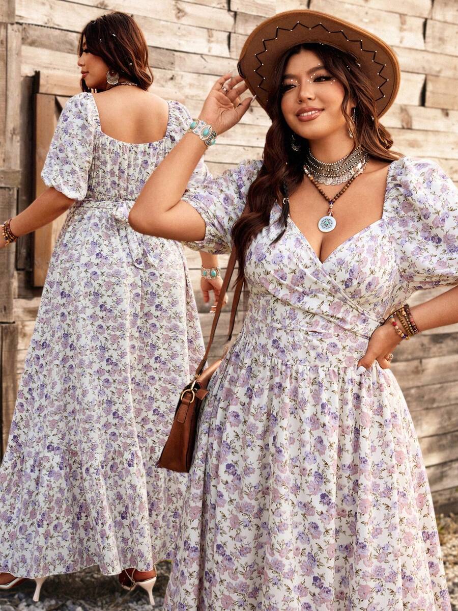 Ceyna 大码夏季度假碎花泡泡袖连衣裙，适合身材丰满的女士，款式包括野花连衣裙、茶会连衣裙、波西米亚风连衣裙等。这款连衣裙采用泡泡袖设计，尽显女性柔美气质，是夏季度假的理想之选。它既有乡村时尚风，又有波西米亚风情，适合各种身材。 - 彩色 - 查看 1