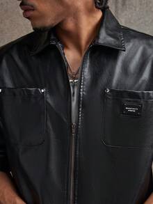 AXEPEAK Bộ áo sơ mi ngắn tay và quần dài màu trơn dành cho nam. - màu đen - Xem 6