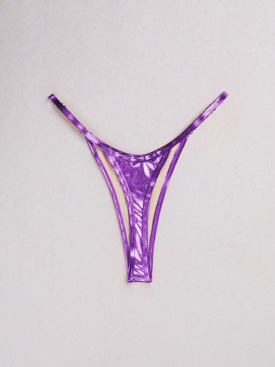 Swim Vcay 全身印花丁字比基尼泳裤，适合夏季海滩穿着 - 紫色 - 查看 1