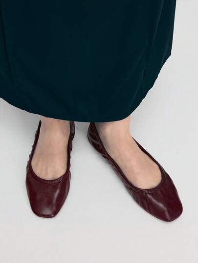 Mnmlis Small Fragrance Fashion Ballet Flat Shoes, Suitable For Spring And Summer Wear, Flat Integrated Design, Soft Sole, Leather Material, Is An Ideal Choice For Outdoor Festivals. Valentine's Day