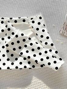 Comfortcana 女士时尚性感波点印花迷你裙，夏季 - 黑與白 - 查看 3