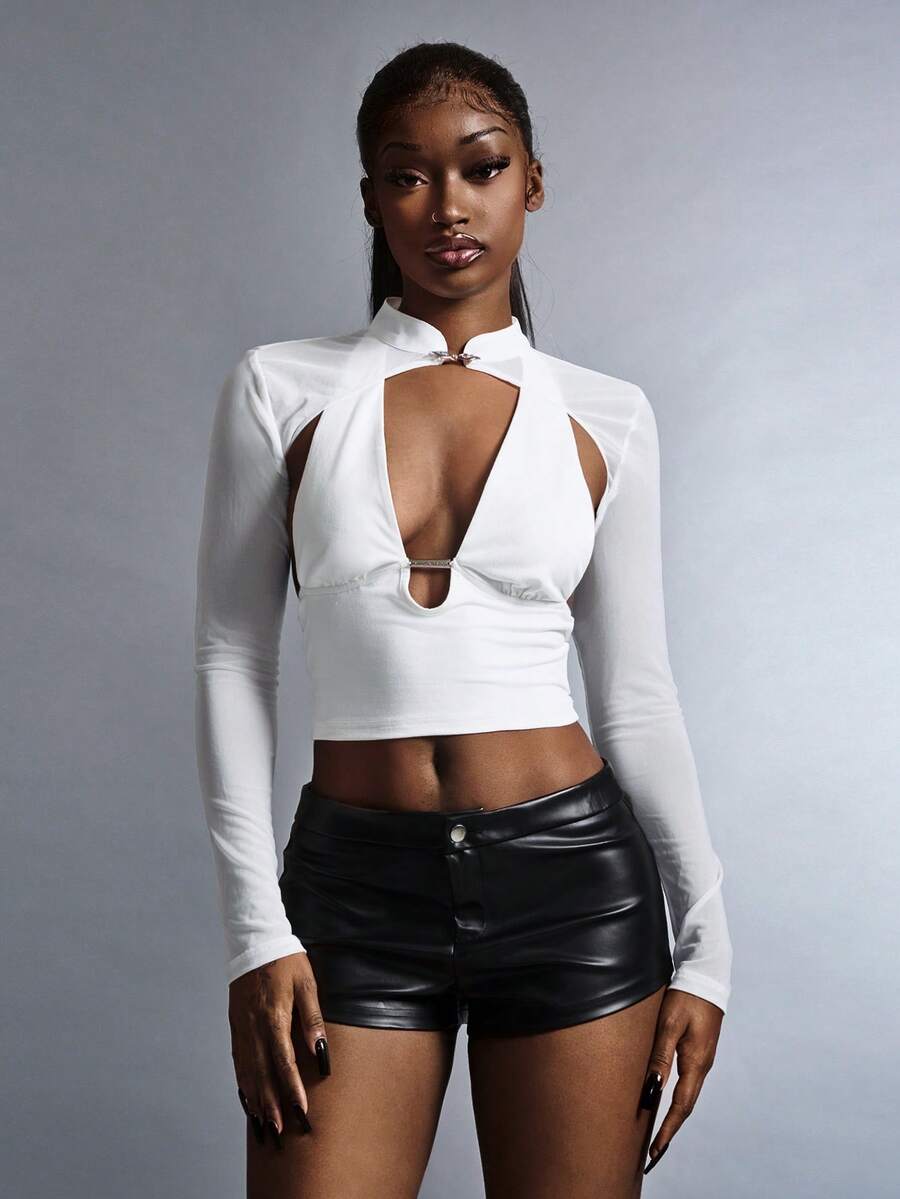 Amplova 2026 New Sexy Low-Cut White Camisole, Sheer Mesh Cover-Up Cover Up For Women - White - View 1