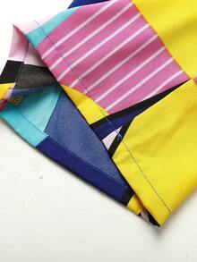 SHEIN Tween Girl Vacation Geometric Striped Print Cap Sleeve Backless Bow Jumpsuit - Multicolor - View 7