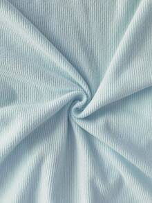 FavEase Women's Autumn/Winter Metallic Button Closure Comfortable Fitted Ribbed Knit Bodysuit - Baby Blue - View 6