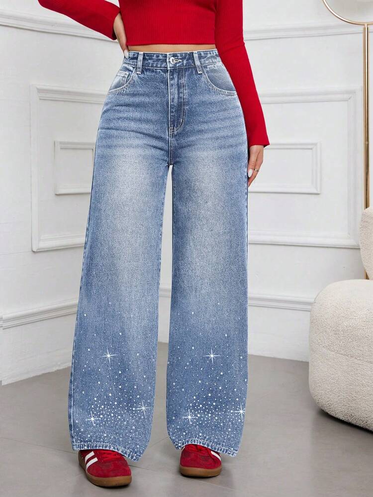 ZYANYA Mezclilla Pantalón cargo Jeans wide leg mujer Pantalones de mezclilla mujer Pantalones anchos pantalon de mezclilla dama vaqueros pantalones vaqueros para mujer pantalón de mezclilla - Gris - Añade 7