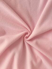 FavEase Women's Autumn/Winter Comfortable Fitted Metal Button Ribbed Knit Bodysuit - Pink - View 6