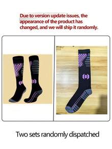 Skiing Socks, Men's Winter Warmers, Women's Compression Stockings, Professional Cycling, Hiking, Running, Trekking, Long Tube Socks - Multicolor - View 8