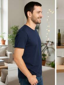 Playera Essential Premium - El Básico Indispensable para tu Guardarropa - Azul Marino - Ver 3