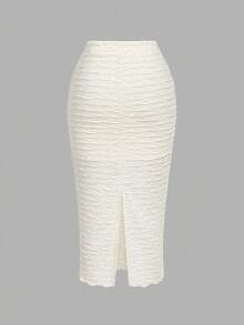 SHEIN MOD Solid Halter Top & Split Thigh Skirt Two Pieces Set - White - View 4