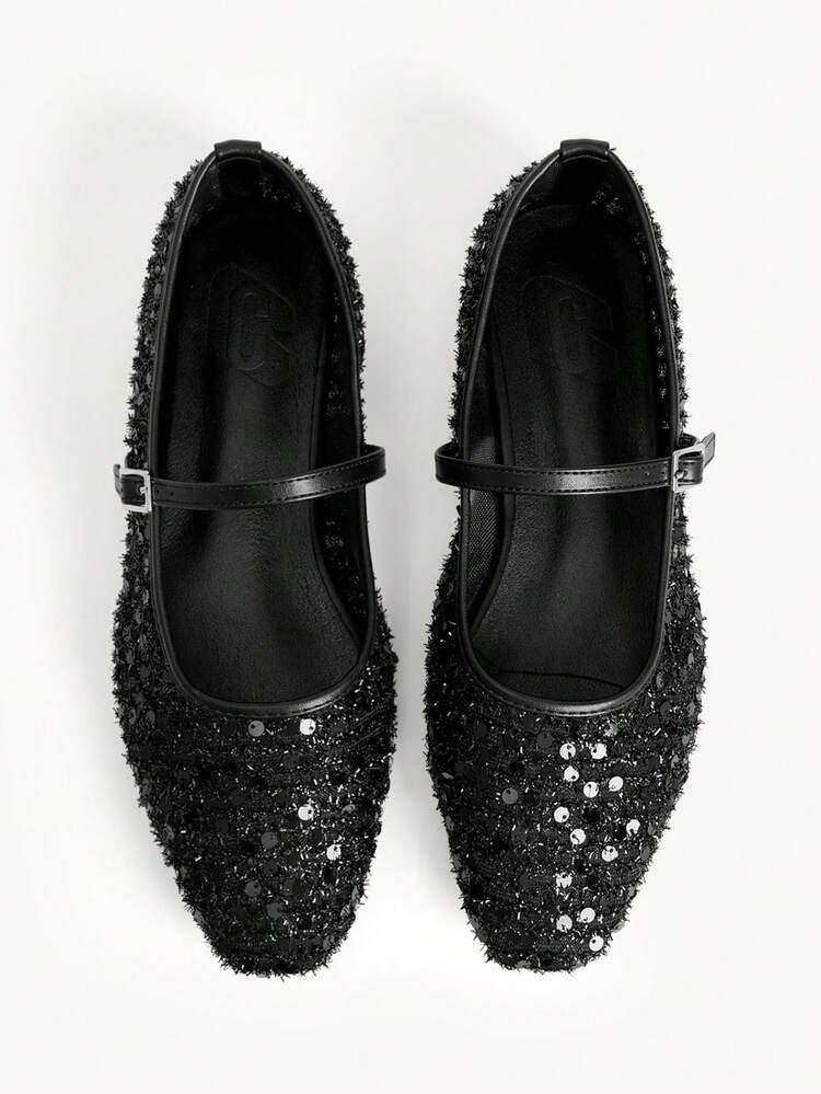 CUCCOO CHICEST Women's Versatile Mesh & Sequin Flat Slip-On Shoes, Suitable For Work, Summer Wedding Shoes Spring Shoes Bride Shoes