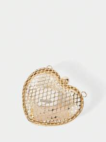 SHECARRY Ladies, Women Evening Bags, Crossbody Bags, Heart-Shaped Bag, Golden Metal, Hollow, Fashionable, Elegant , Simple, Personalized, Versatile, Classic, For Cocktail Party, Party, Prom, Club, Date, Birthday, Evening, Date Nigh, Banquet - Gold - View 3